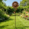 [2.5D] Distressed Iron Sunflower Flower Stake, Courtyard Lawn Decorative Ornament, Outdoor Garden Decor Ground Insert