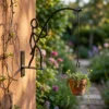 Funny Little Man Fishing Design Wall Mount Plant Hook, Black Metal Hanging Flower Pot Bracket for Patio Yard Home Wall Decoration