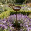 Rust Bird Water Bowl Stake