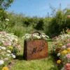 Outdoor Rust Finish Metal Handbag Flower Planter, Decorative Tote Planter Pot for Backyard Patio Farmhouse Garden Home Decor