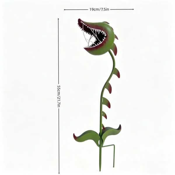 Giant Halloween Man-Eating Flower Garden Stake, Funny Metal Carnivorous Plant Yard Ornament for Backyard and Flower Bed Decor