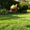 a4 Hand Painted Metal Man-Eating Flower Garden Stake, Funny Carnivorous Plant Yard Art Ornament for Outdoor Lawn Halloween Garden Decor