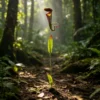 Halloween Pitcher Plant Garden Stake, Hand-Painted Metal Carnivorous Flower Yard Art for Outdoor Lawn and Pathway Decor