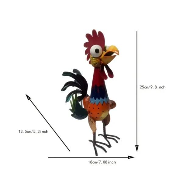 Colorful Hand Painted Metal Rooster Garden Statue, Farmhouse Rustic Iron Chicken Yard Art Decor for Outdoor Lawn Patio Backyard