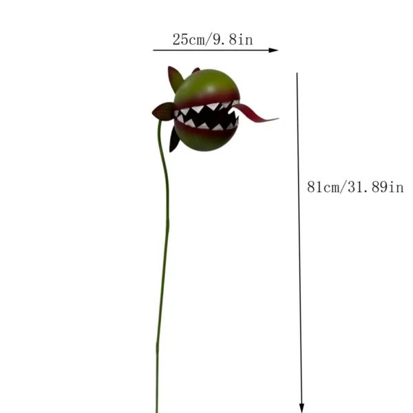 a5 Hand Painted Metal Man-Eating Flower Garden Stake, Funny Carnivorous Plant Yard Art Ornament for Outdoor Lawn Halloween Garden Decor