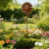 [2.5D] Distressed Iron Sunflower Flower Stake, Courtyard Lawn Decorative Ornament, Outdoor Garden Decor Ground Insert