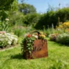 Outdoor Rust Finish Metal Handbag Flower Planter, Decorative Tote Planter Pot for Backyard Patio Farmhouse Garden Home Decor