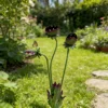3-Headed Metal Venus Flytrap Garden Stake, Rust Finish Halloween Carnivorous Plant Yard Art for Outdoor Lawn Decor