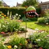 a6 Hand Painted Metal Man-Eating Flower Garden Stake, Funny Carnivorous Plant Yard Art Ornament for Outdoor Lawn Halloween Garden Decor