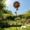 [2.5D] Distressed Iron Sunflower Flower Stake, Courtyard Lawn Decorative Ornament, Outdoor Garden Decor Ground Insert