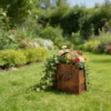 Outdoor Rust Finish Metal Handbag Flower Planter, Decorative Tote Planter Pot for Backyard Patio Farmhouse Garden Home Decor