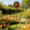 [2.5D] Distressed Iron Sunflower Flower Stake, Courtyard Lawn Decorative Ornament, Outdoor Garden Decor Ground Insert