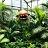 a8 Hand Painted Metal Man-Eating Flower Garden Stake, Funny Carnivorous Plant Yard Art Ornament for Outdoor Lawn Halloween Garden Decor