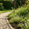Halloween Pitcher Plant Garden Stake, Hand-Painted Metal Carnivorous Flower Yard Art for Outdoor Lawn and Pathway Decor