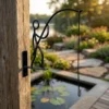 Funny Little Man Fishing Design Wall Mount Plant Hook, Black Metal Hanging Flower Pot Bracket for Patio Yard Home Wall Decoration