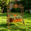 Distressed Rust Swing Frame Plant Holder, Decorative Heart Ornament Metal Planter for Outdoor Lawn Farmhouse Yard Art Decoration