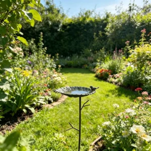 Lotus leaf bird bath stake for garden birds