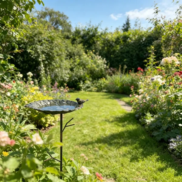 The Lotus Bird Bath Stake — Iron Garden Bird Bath