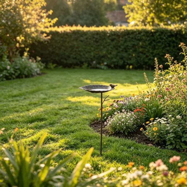 The Lotus Bird Bath Stake — Iron Garden Bird Bath