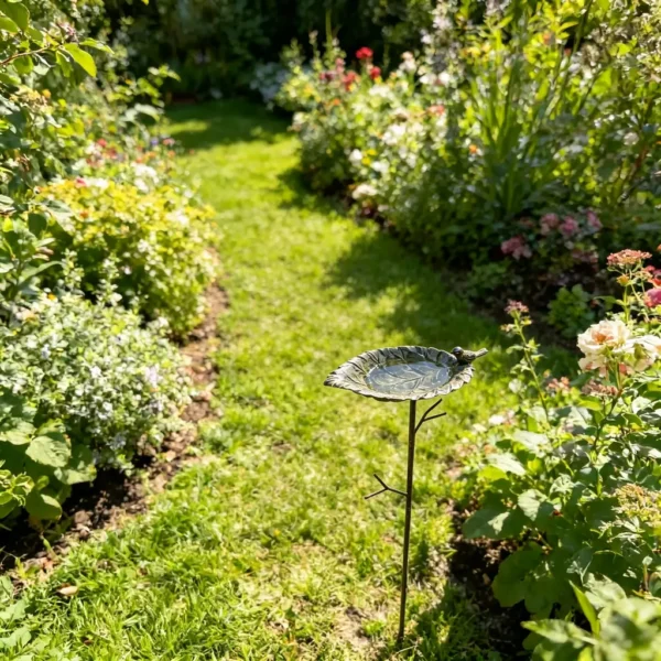 The Lotus Bird Bath Stake — Iron Garden Bird Bath
