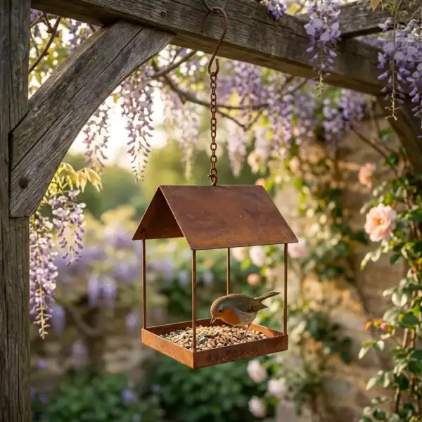 Rustic Hanging Bird Feeder for Garden Birds