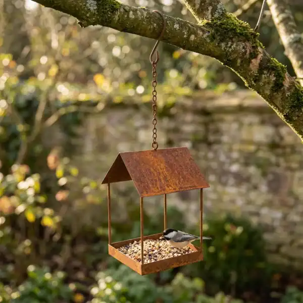 Rustic Hanging Bird Feeder for Garden Birds