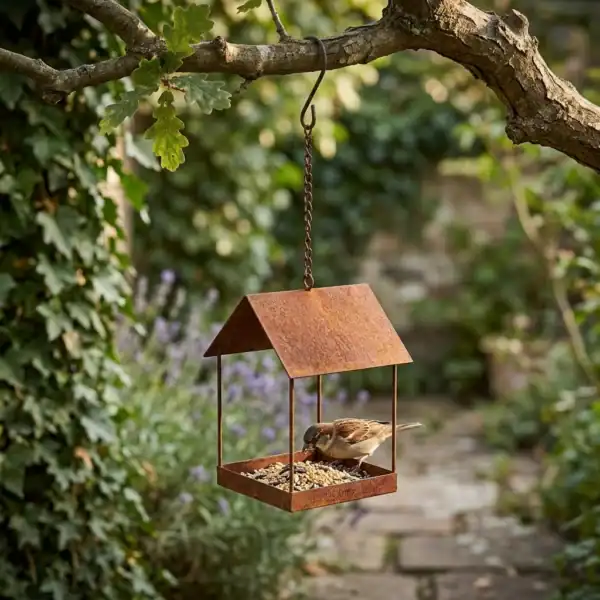 Rustic Hanging Bird Feeder for Garden Birds
