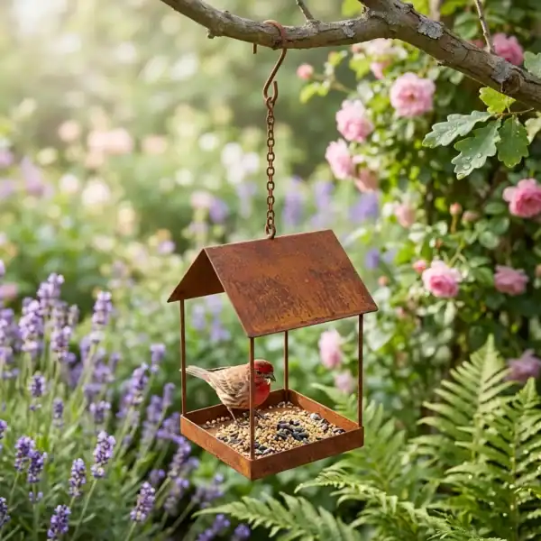 Rustic Hanging Bird Feeder for Garden Birds