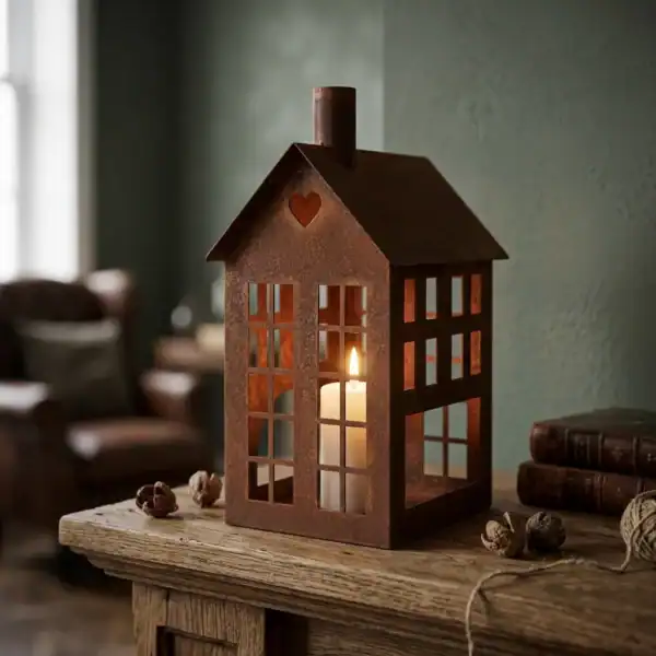 Candles_with_wrought_iron_texture_202607270009 Rustic House Candle Holder Lantern for Tabletop Decor