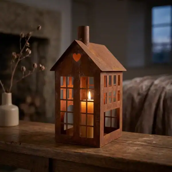 Candles_with_wrought_iron_texture_202607270011 Rustic House Candle Holder Lantern for Tabletop Decor