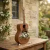 Guitar-Shaped Birdhouse Planter for Outdoor Gardens