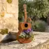 Guitar-Shaped Birdhouse Planter for Outdoor Gardens