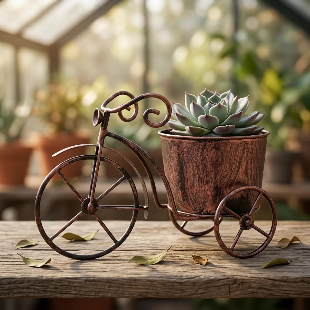 Bronze Bicycle Planter for Succulents and Flowers - Image 3