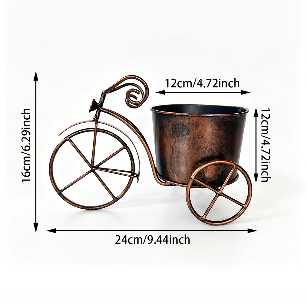 Bronze Bicycle Planter for Succulents and Flowers - Image 4