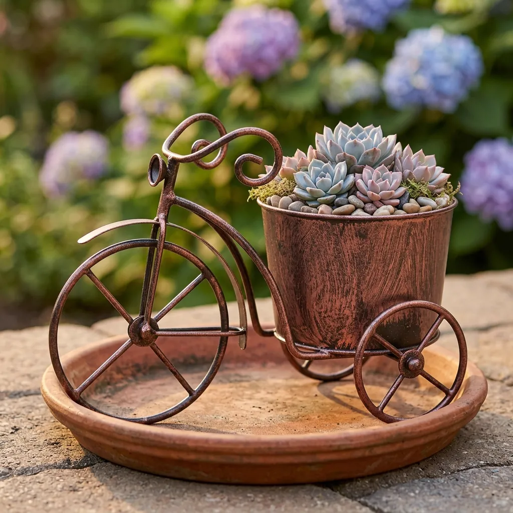 Bronze Bicycle Planter for Succulents and Flowers - Image 6