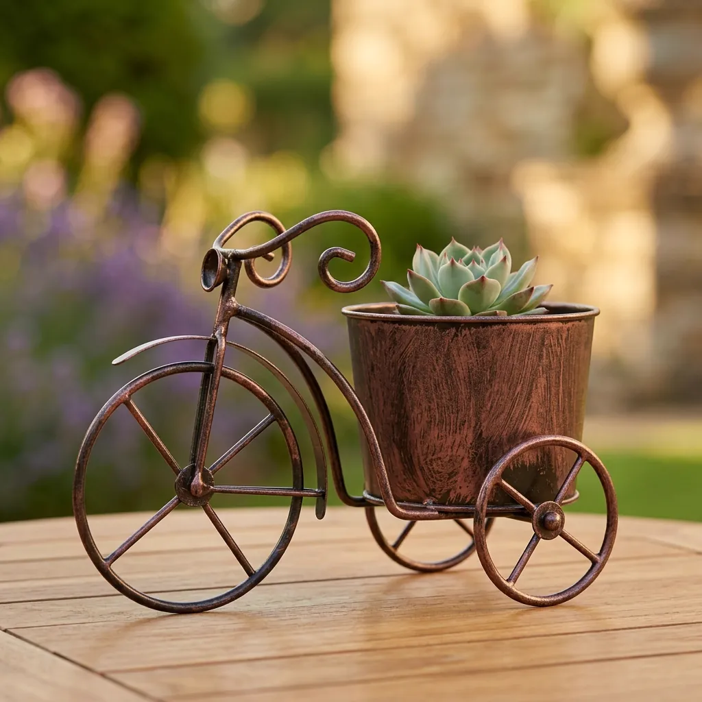 Bronze Bicycle Planter for Succulents and Flowers - Image 8