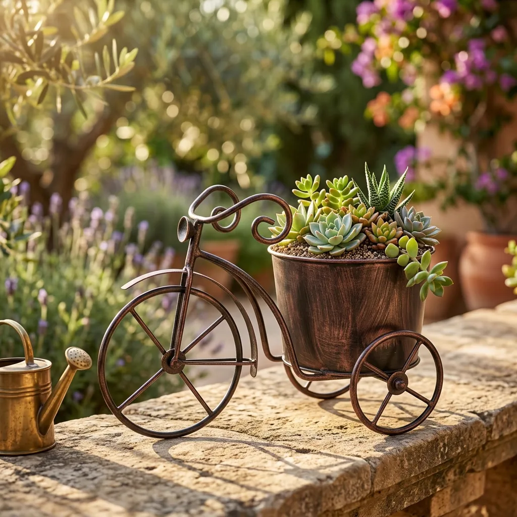 Bronze Bicycle Planter for Succulents and Flowers - Image 10