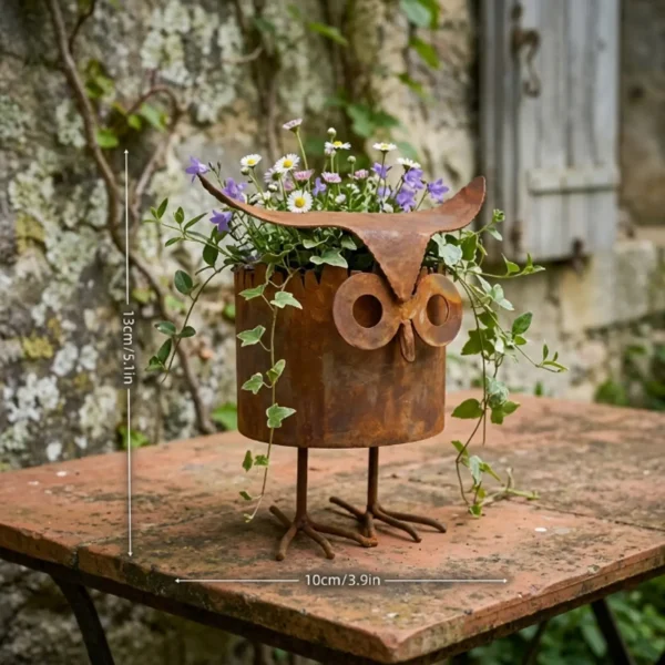 distressed-owl-planter-05 The Night Owl Planter — Distressed Iron Garden Planter