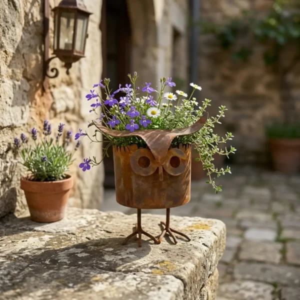distressed-owl-planter-08 The Night Owl Planter — Distressed Iron Garden Planter