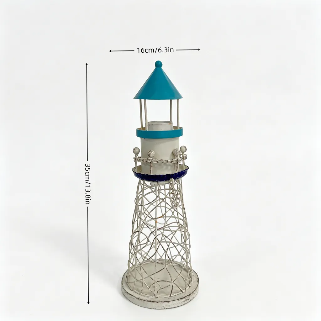 Painted Lighthouse Tabletop Organizer for Coastal Decor - Image 4