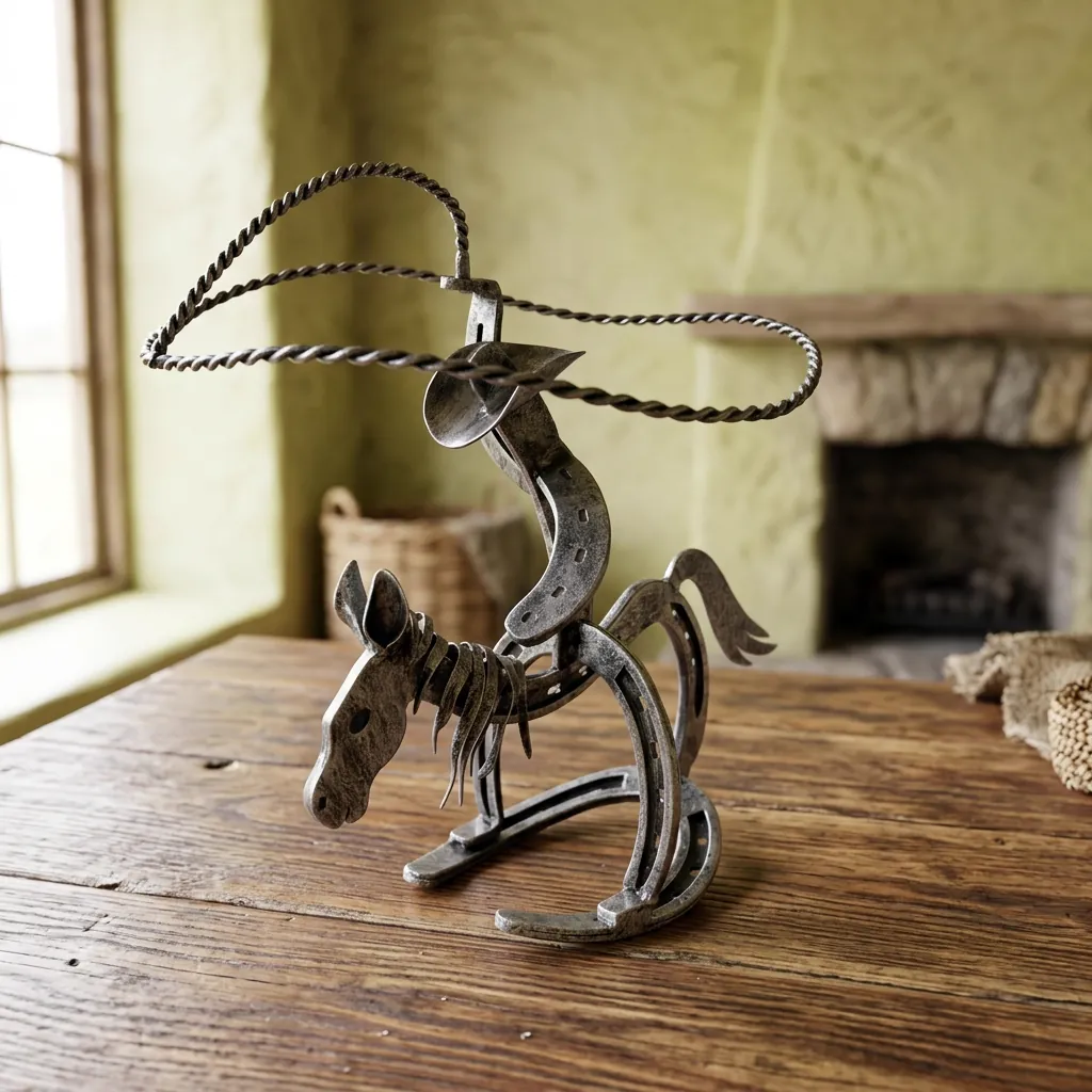 Western Cowboy Riding Horse Tabletop Decor - Image 3