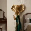 Golden Elephant Wall Key Hook for Entryway Decor
