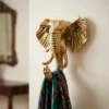 Golden Elephant Wall Key Hook for Entryway Decor