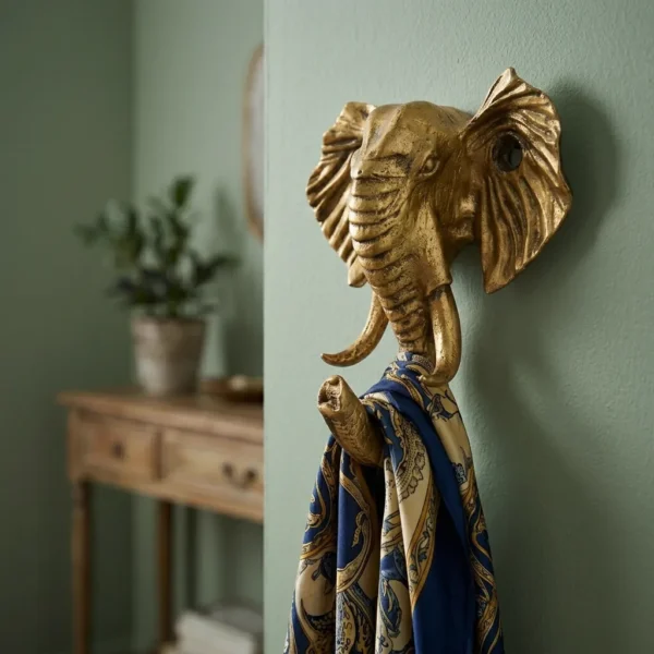 Golden Elephant Wall Key Hook for Entryway Decor