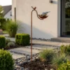 rustic-bird-bath-stake-07 Rustic Bird Bath Stake with Perched Bird