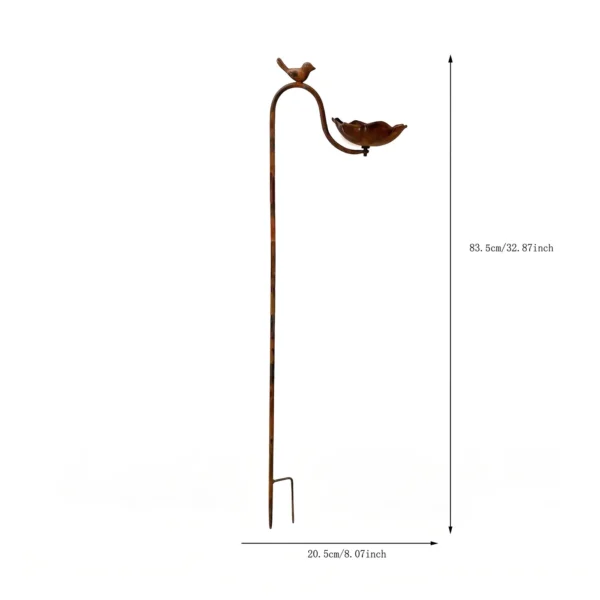 rustic-bird-bath-stake-dimensions Rustic Bird Bath Stake with Perched Bird