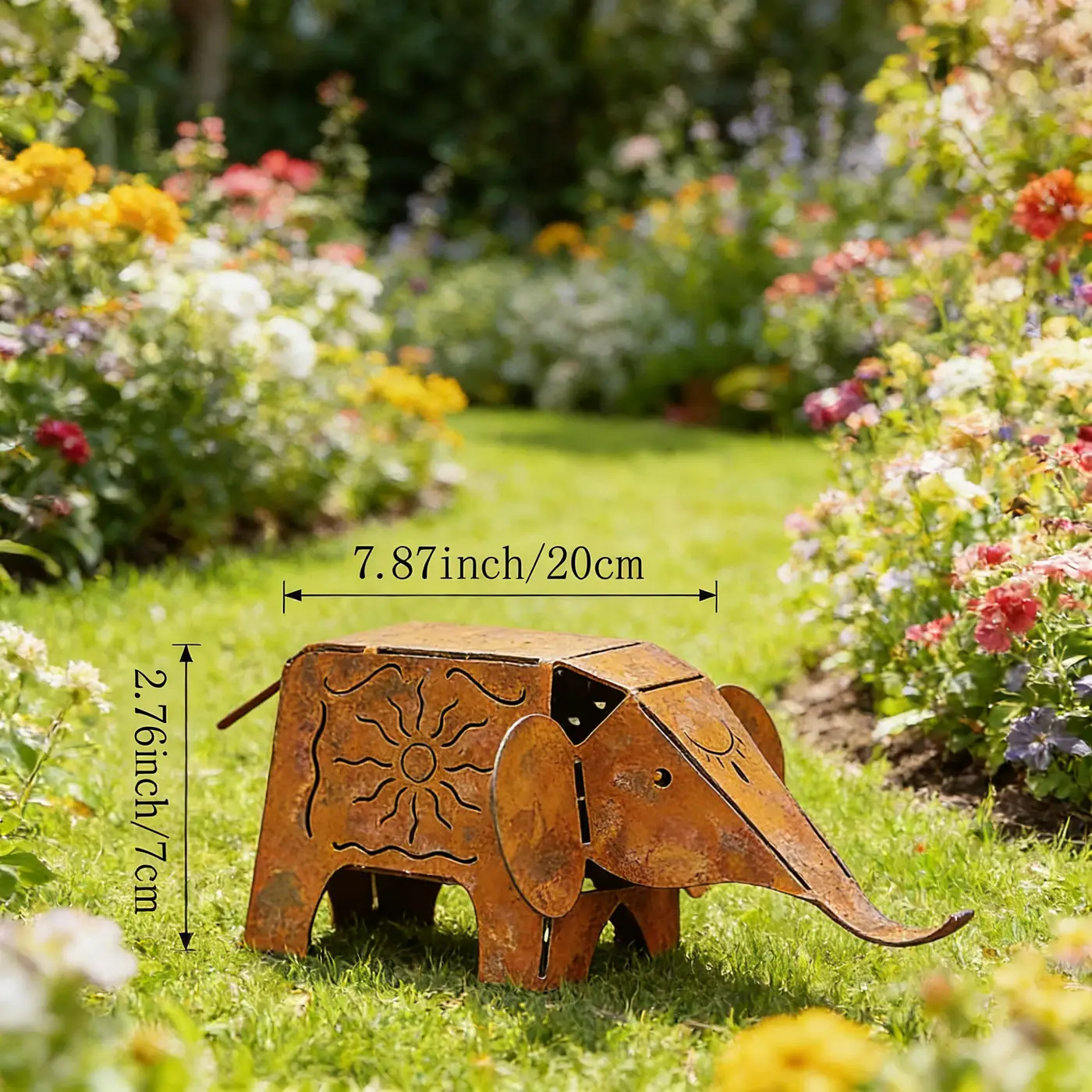 Rustic Elephant Garden Statue for Lawn Decor - Image 2