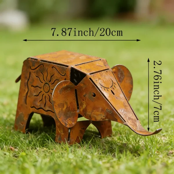 rustic-elephant-garden-statue-04 The Garden Elephant Statue — Rust-Finish Iron Lawn Decor