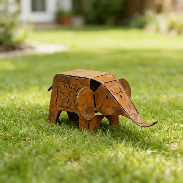 rustic-elephant-garden-statue-06 The Garden Elephant Statue — Rust-Finish Iron Lawn Decor