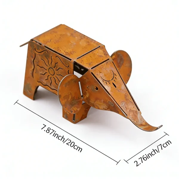 rustic-elephant-garden-statue-dimensions The Garden Elephant Statue — Rust-Finish Iron Lawn Decor